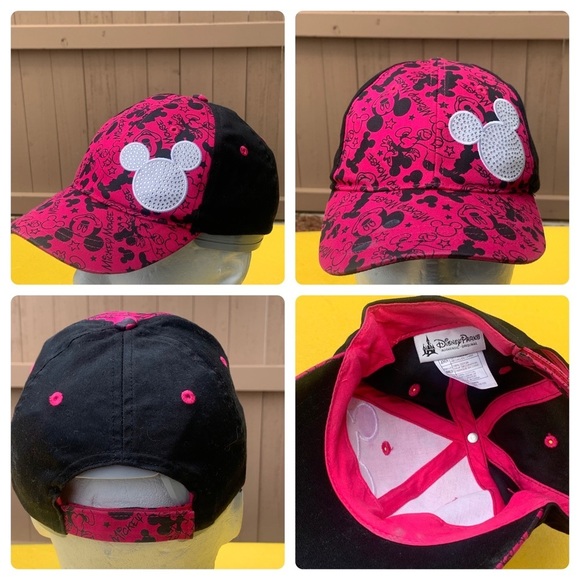 Disney Accessories - Authentic Disney Parks Mickey Mouse Ears Pink Sequins Bling Jeweled Baseball Hat